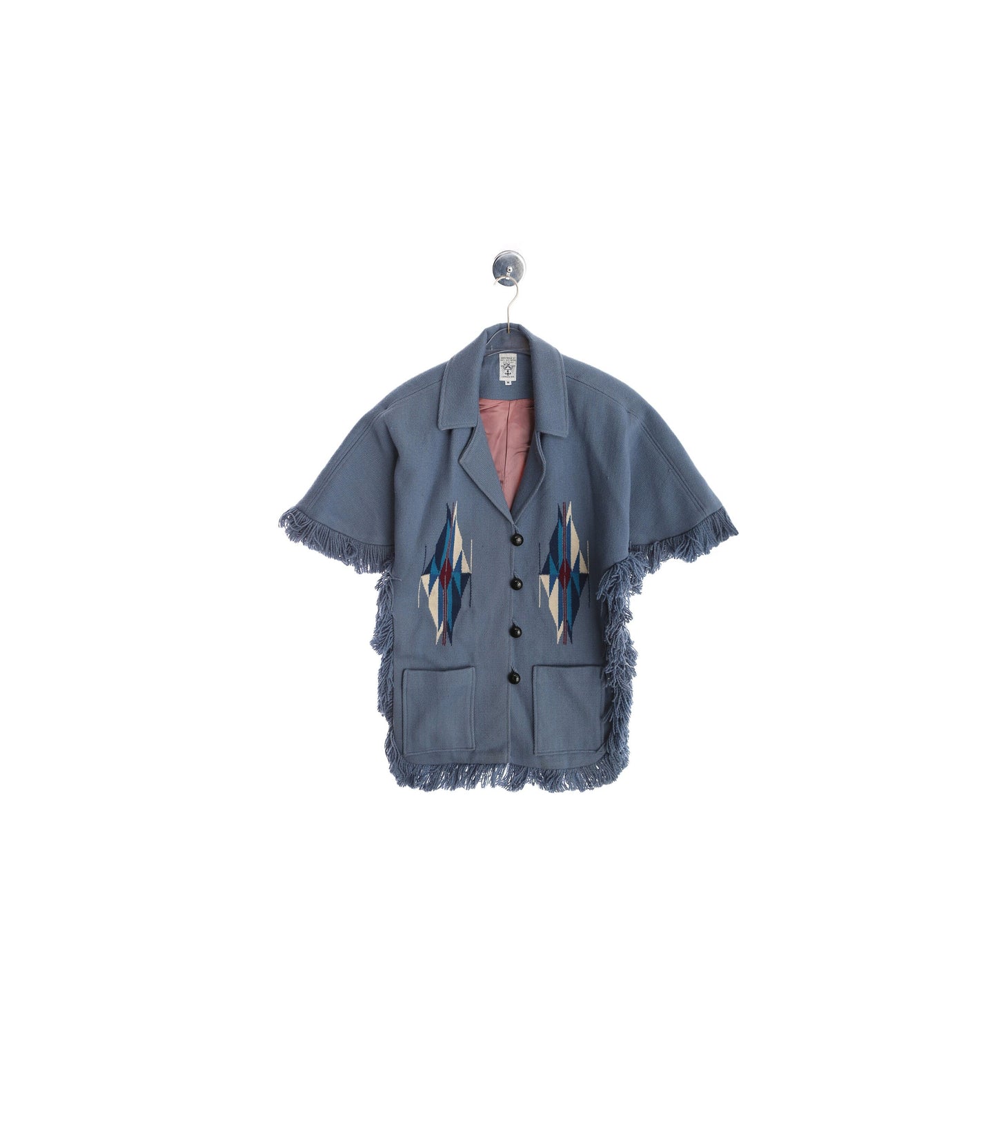 Vintage Ortega's Chimayo Blue Poncho - Hand Woven