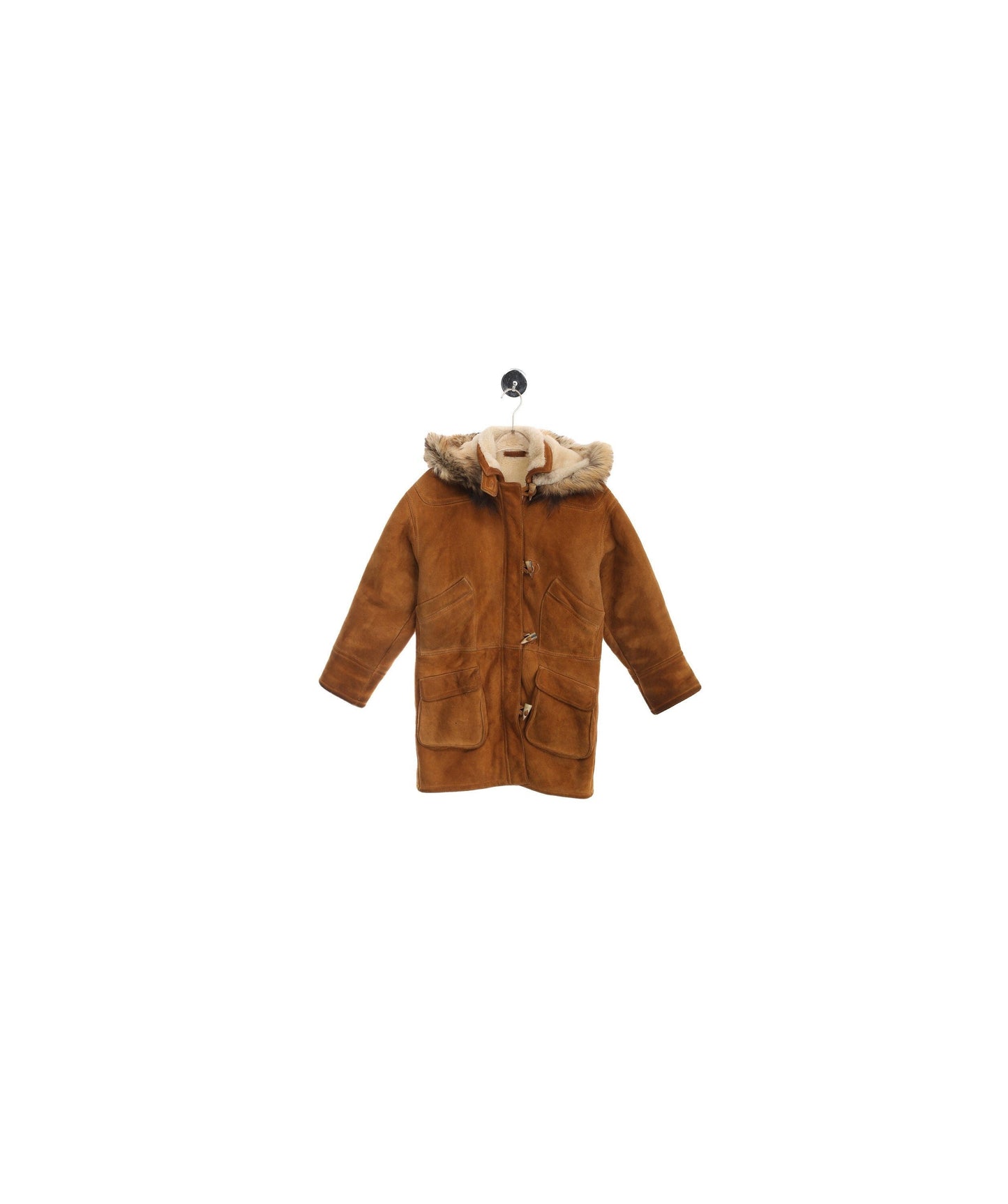 Vintage Women Hooded Shearling Coat with Toggle Closures - Made in USA By Sawyer of Nopa