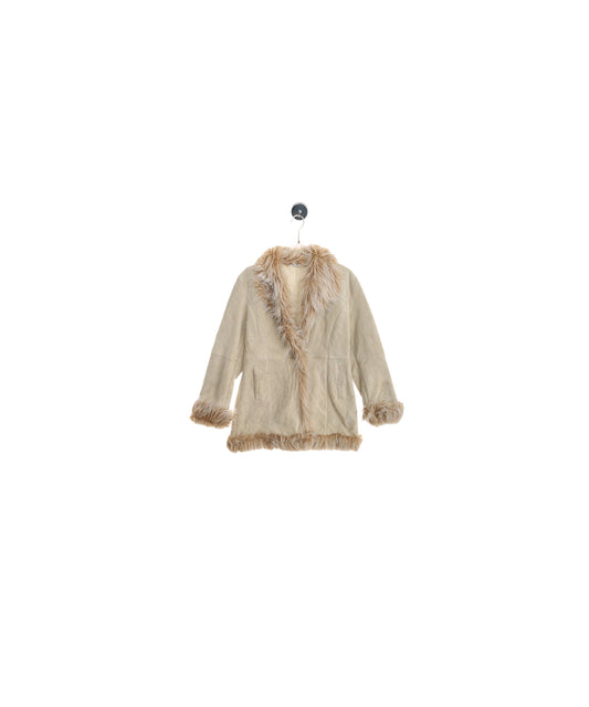 Vintage Women Suede Winter Coat with Shear Lining