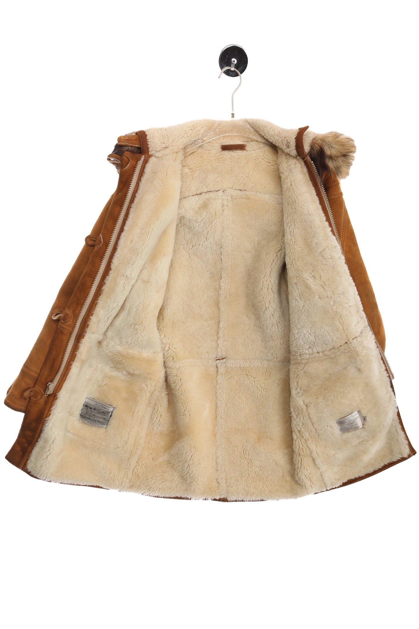 Vintage Women Hooded Shearling Coat with Toggle Closures - Made in USA By Sawyer of Nopa