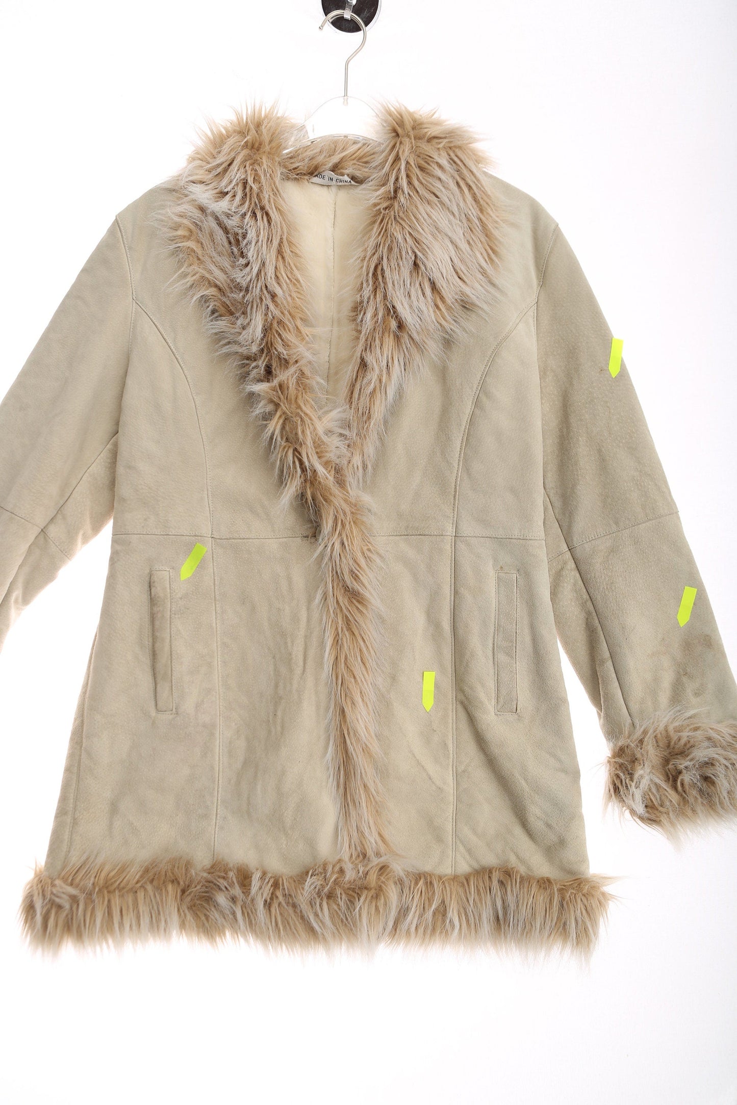 Vintage Women Suede Winter Coat with Shear Lining