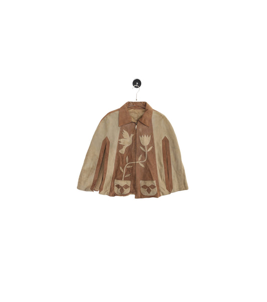 Vintage Women Suede Poncho - Era 1960's - 1970's