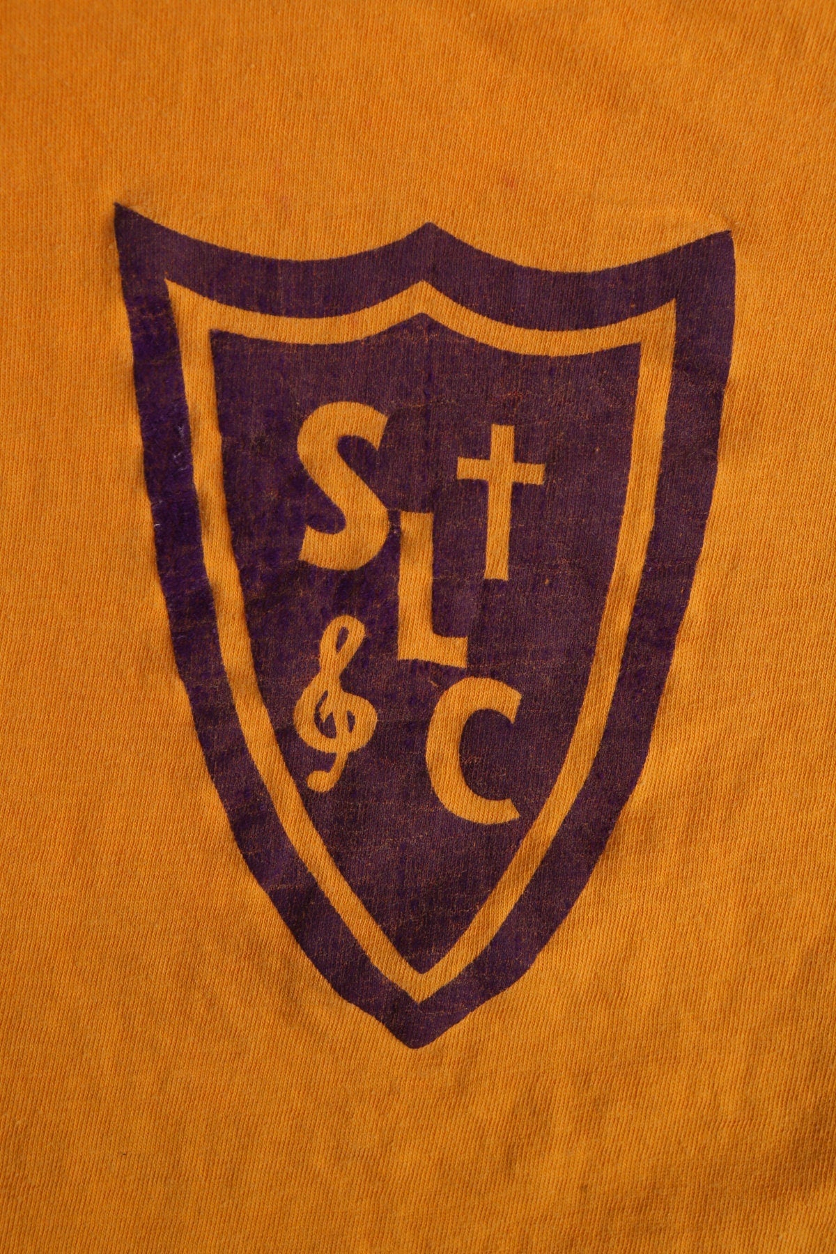 Vintage Yellow Champion T-shirt with Saint Laurent Church Print - Era 1940's - 1950's