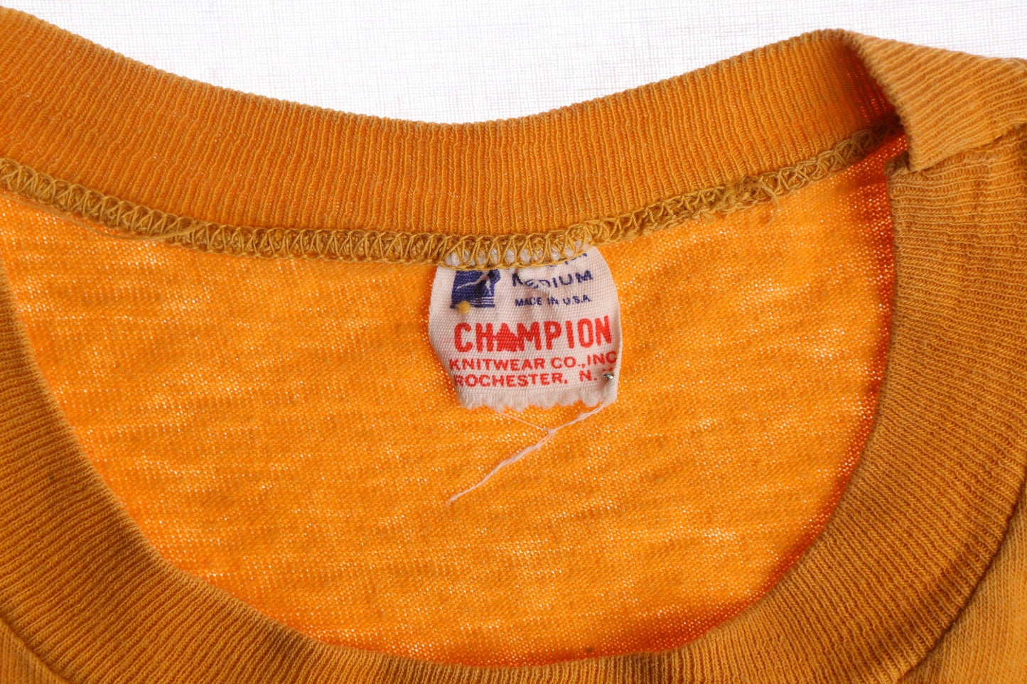 Vintage Yellow Champion T-shirt with Saint Laurent Church Print - Era 1940's - 1950's
