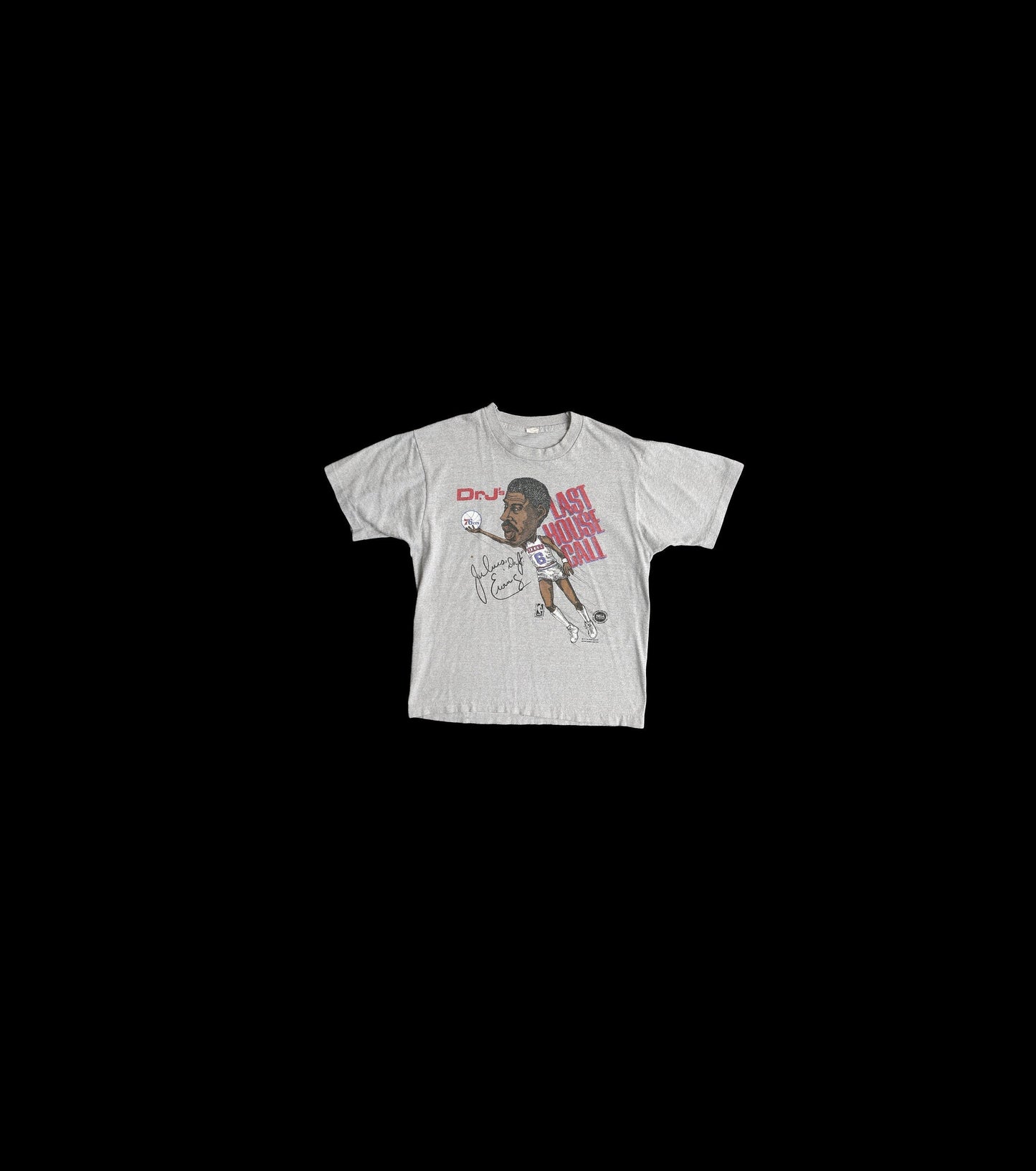 Vintage Dr. J's Last House Call Sixers Basketball Gray Graphic T-shirt