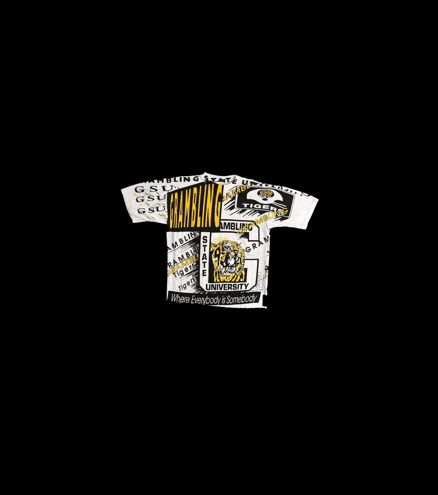 Vintage Grabling Tiger State University Football White Graphic T-shirt