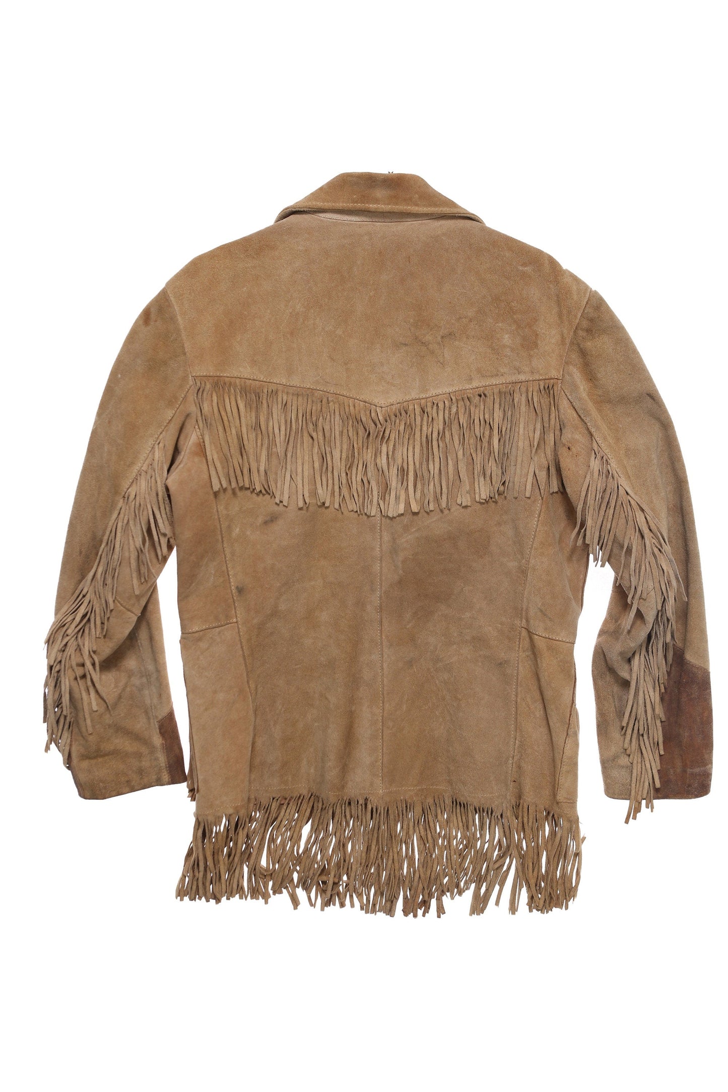 Vintage Fringed Jacket / Suede / Western / 1980s / Tan / Americana / Cowboy /