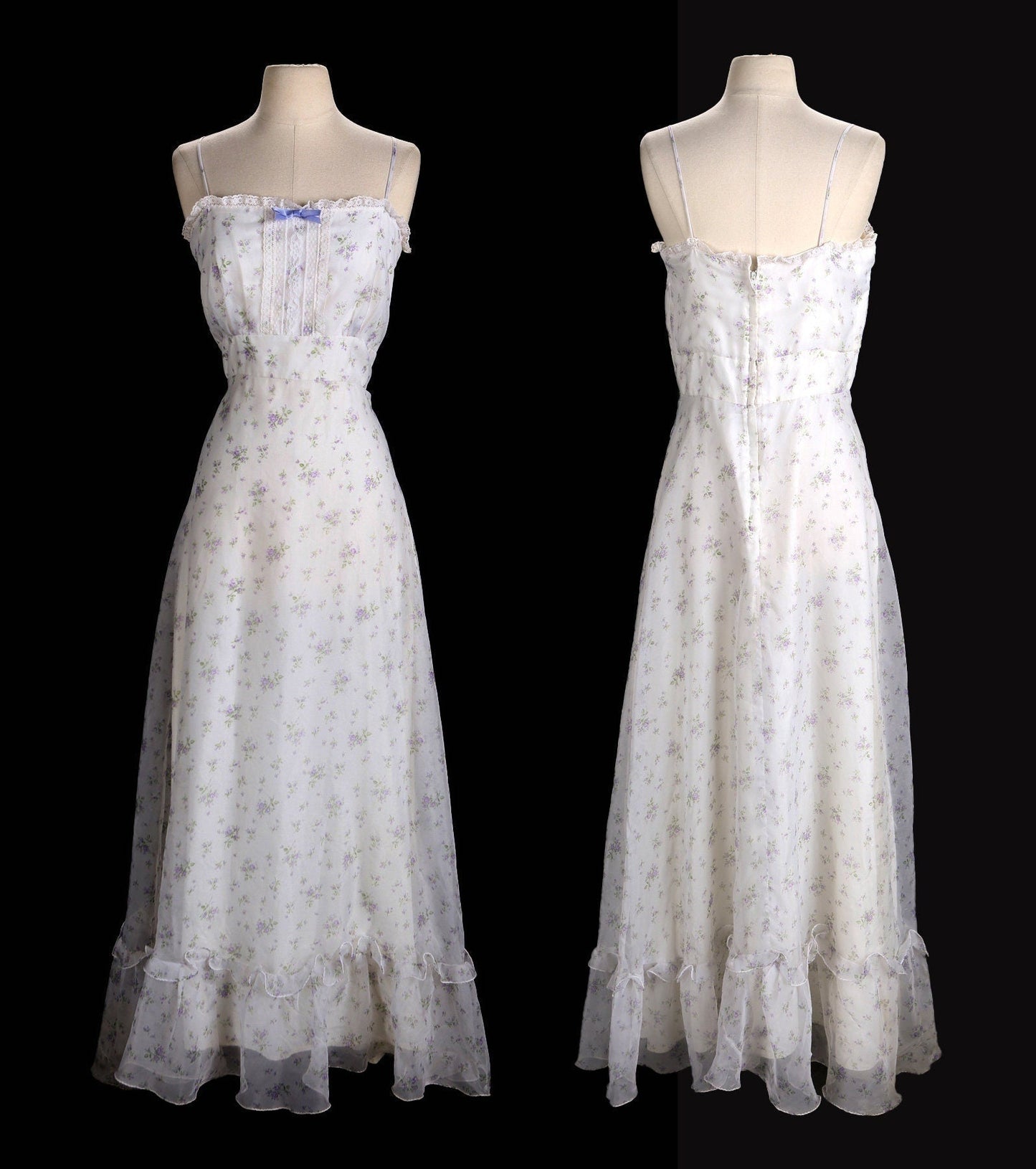 Vintage Flora Print Dress / Summer / Sleeveless / Long / 1970s - 1980s