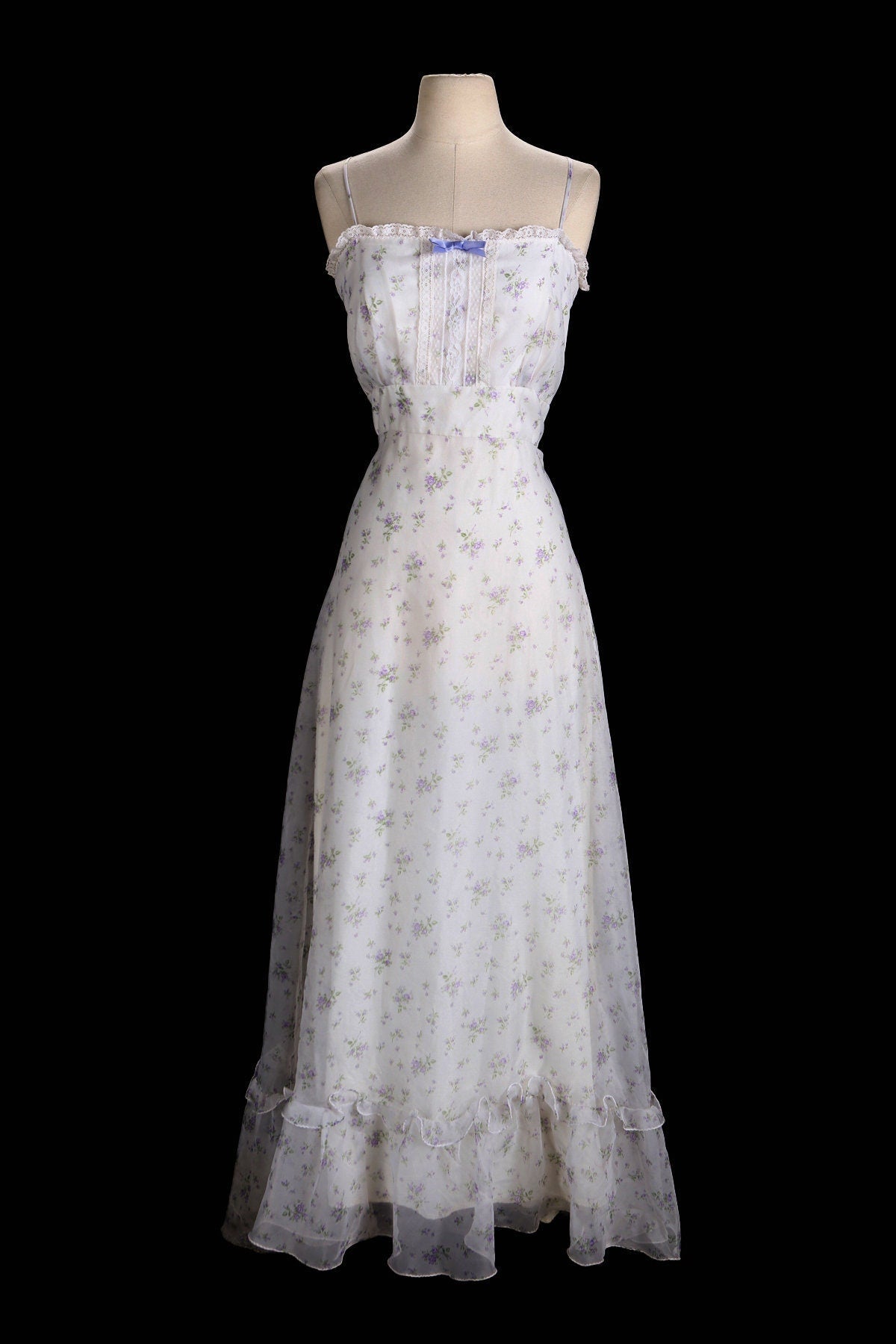 Vintage Flora Print Dress / Summer / Sleeveless / Long / 1970s - 1980s