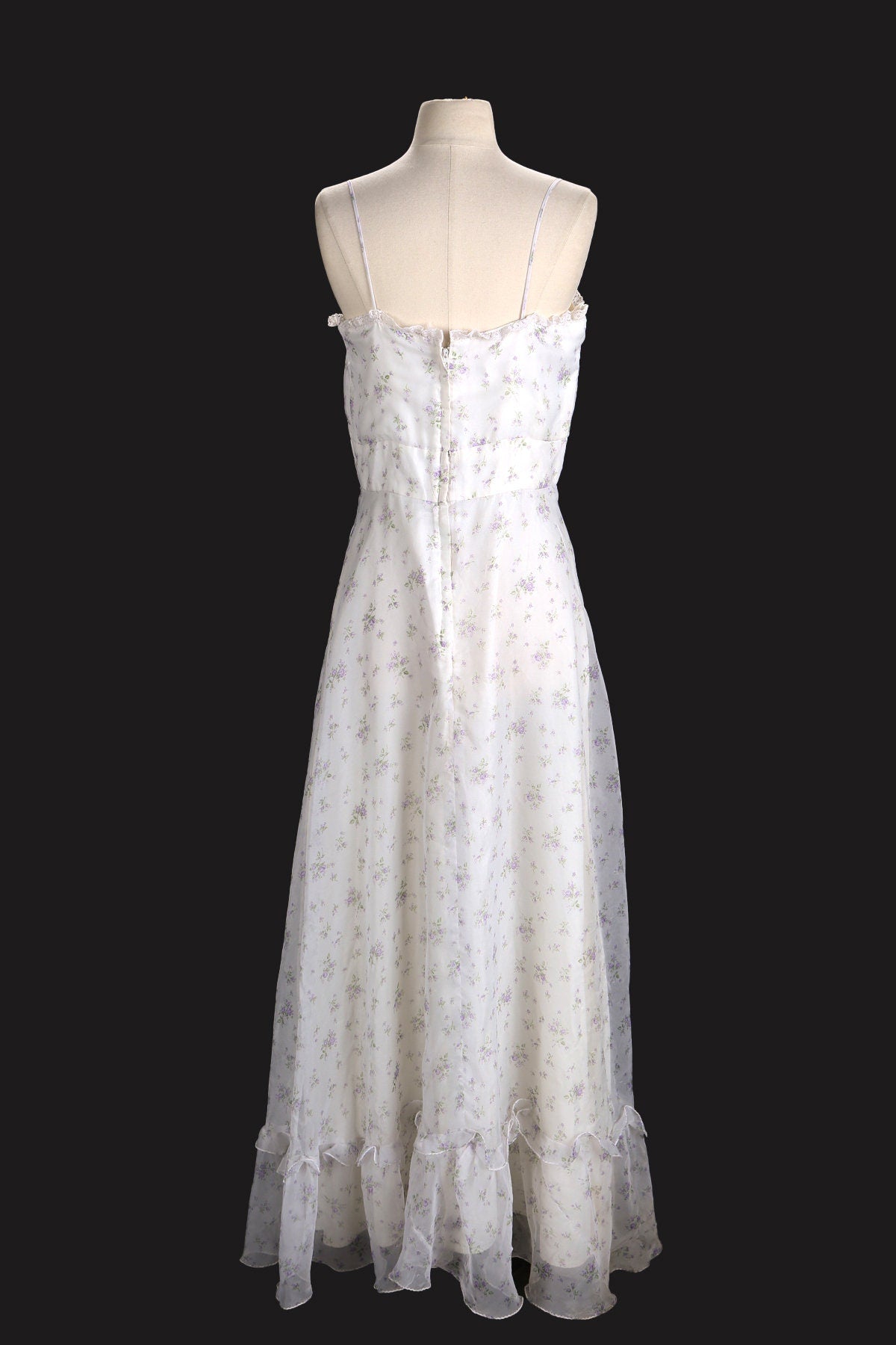 Vintage Flora Print Dress / Summer / Sleeveless / Long / 1970s - 1980s