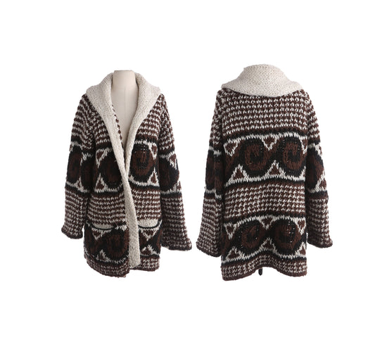 Vitage Men's Open Cardigan Sweater - Estimated Era 1970's - 1980's