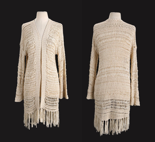 Women's Robe / Crochet / Beige / Long Sleeve