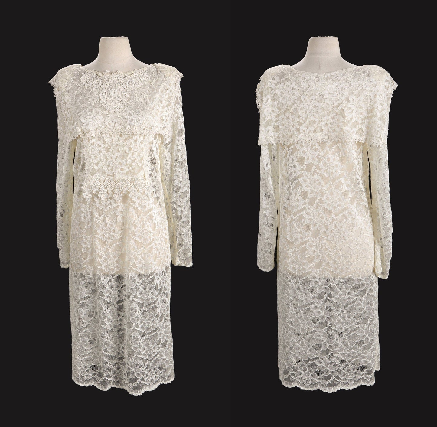 1980s Dress / White Lace / Jessica McClintock