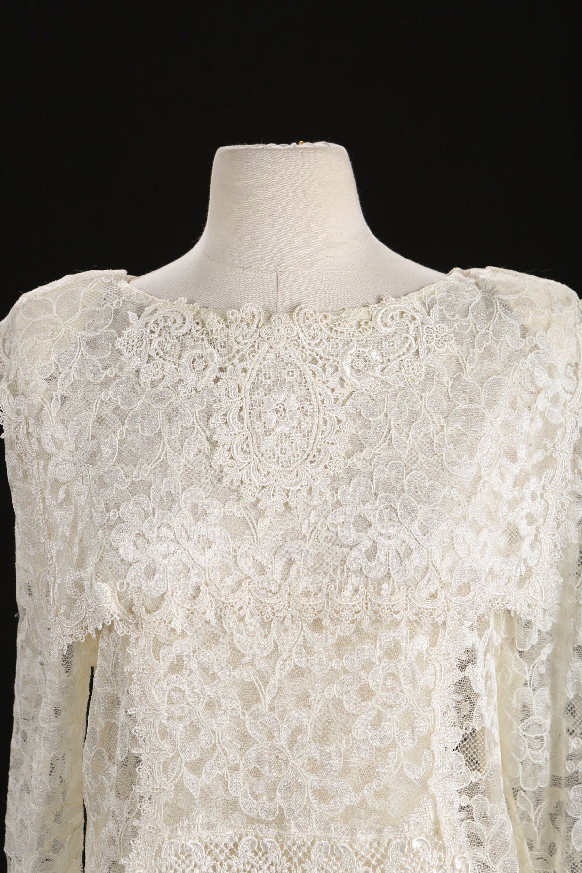 1980s Dress / White Lace / Jessica McClintock
