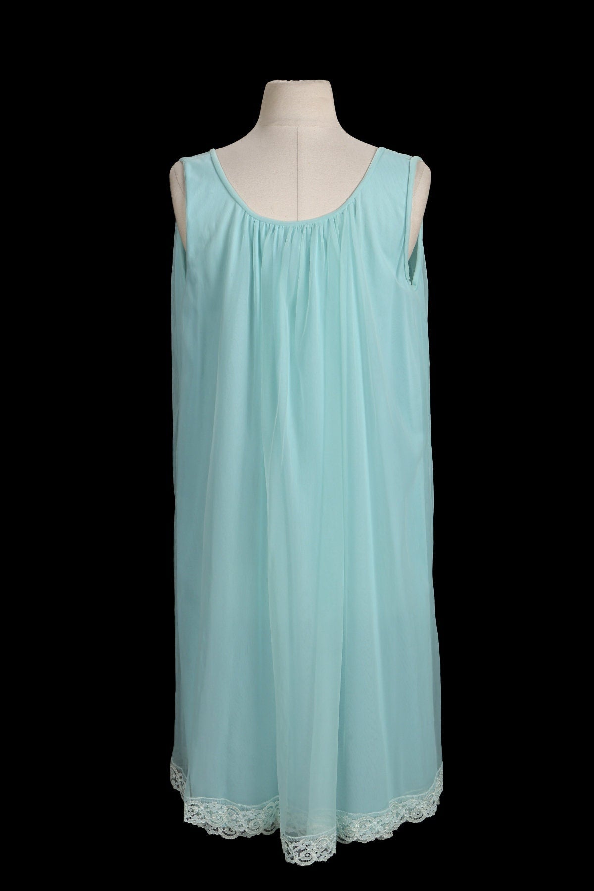 Vintage Nightgown Dress / Sleeveless / Blue / 1960's - 1970's