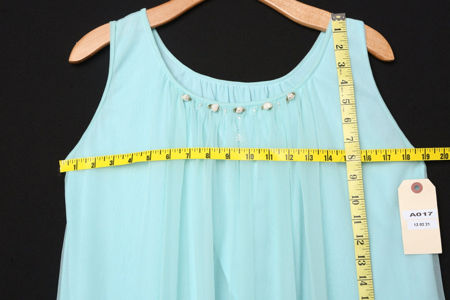 Vintage Nightgown Dress / Sleeveless / Blue / 1960's - 1970's