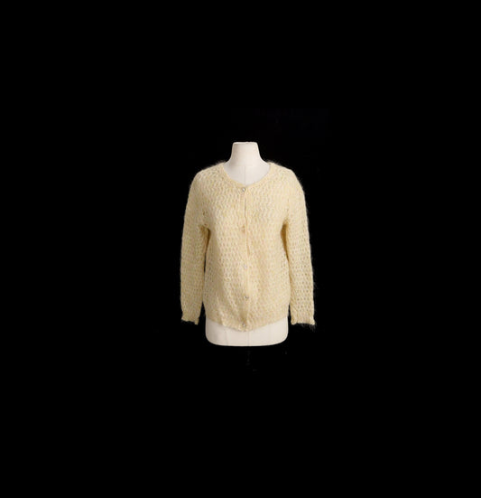 Women Beige Knitted Button Up Cardigan Sweater