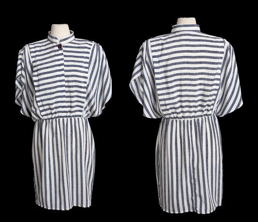 1980s Dress / Striped / casual