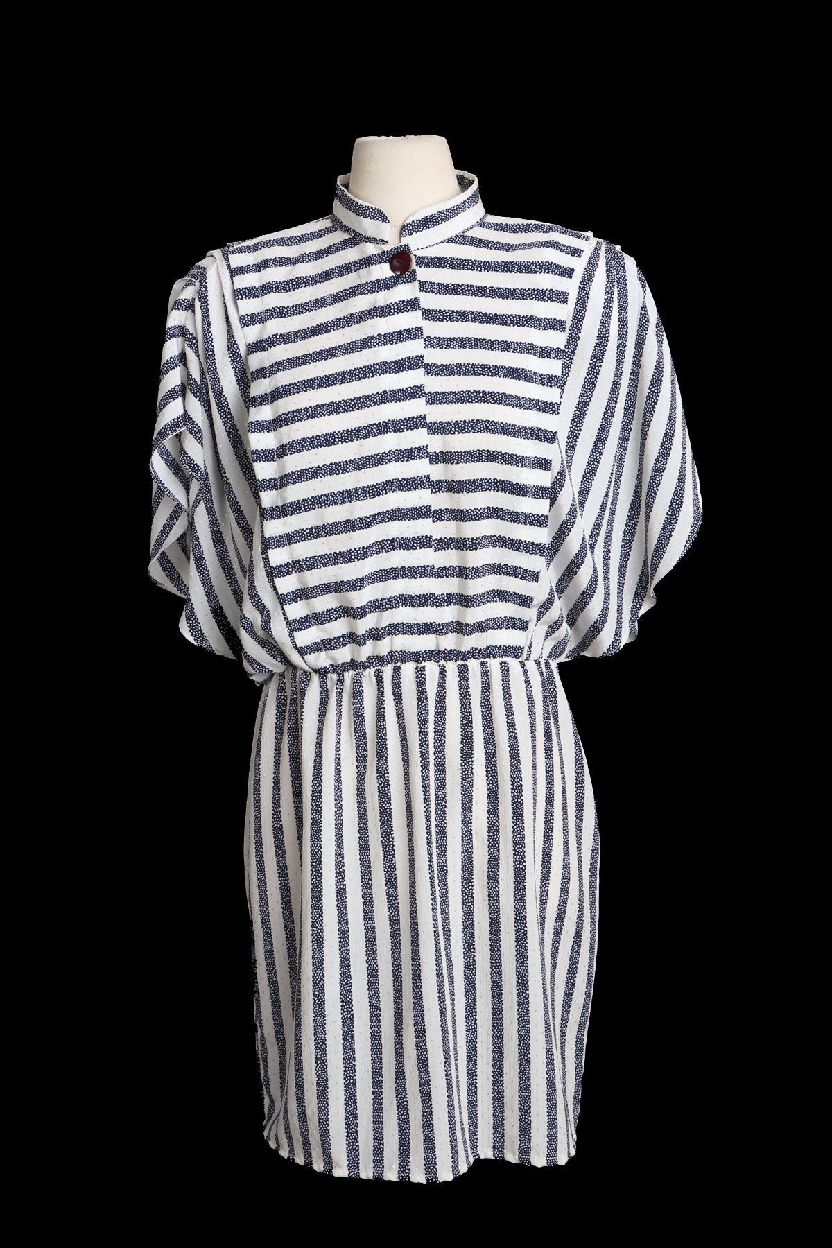 1980s Dress / Striped / casual