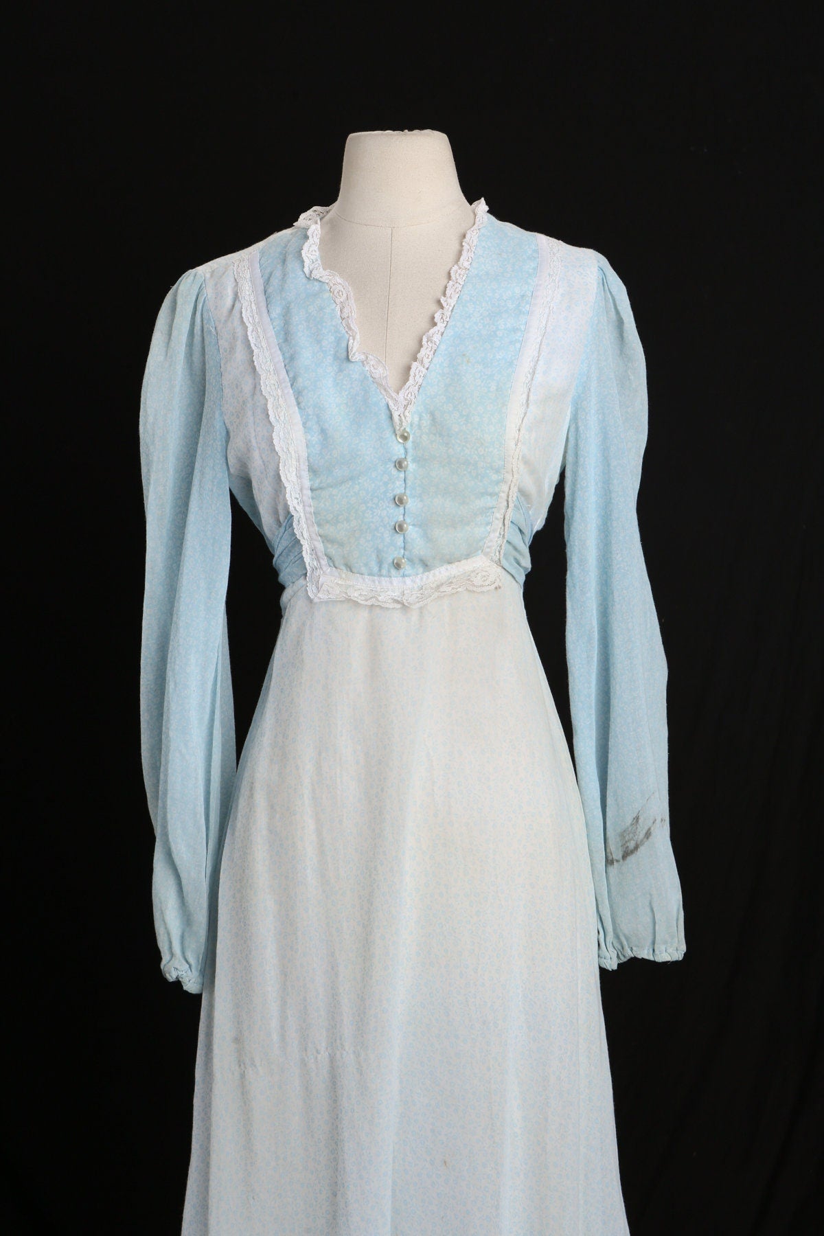 Vintage Prairie Dress / Blue / Long Sleeve / Summer