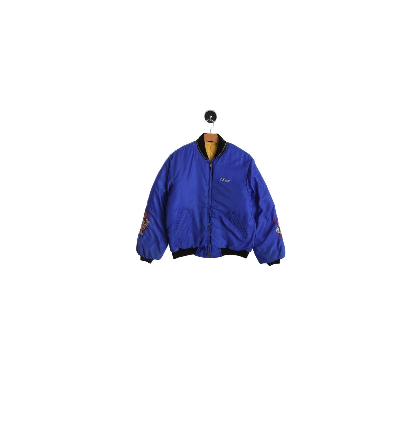 Vintage Nylon Bomber Jacket with California Embroidered Dragons