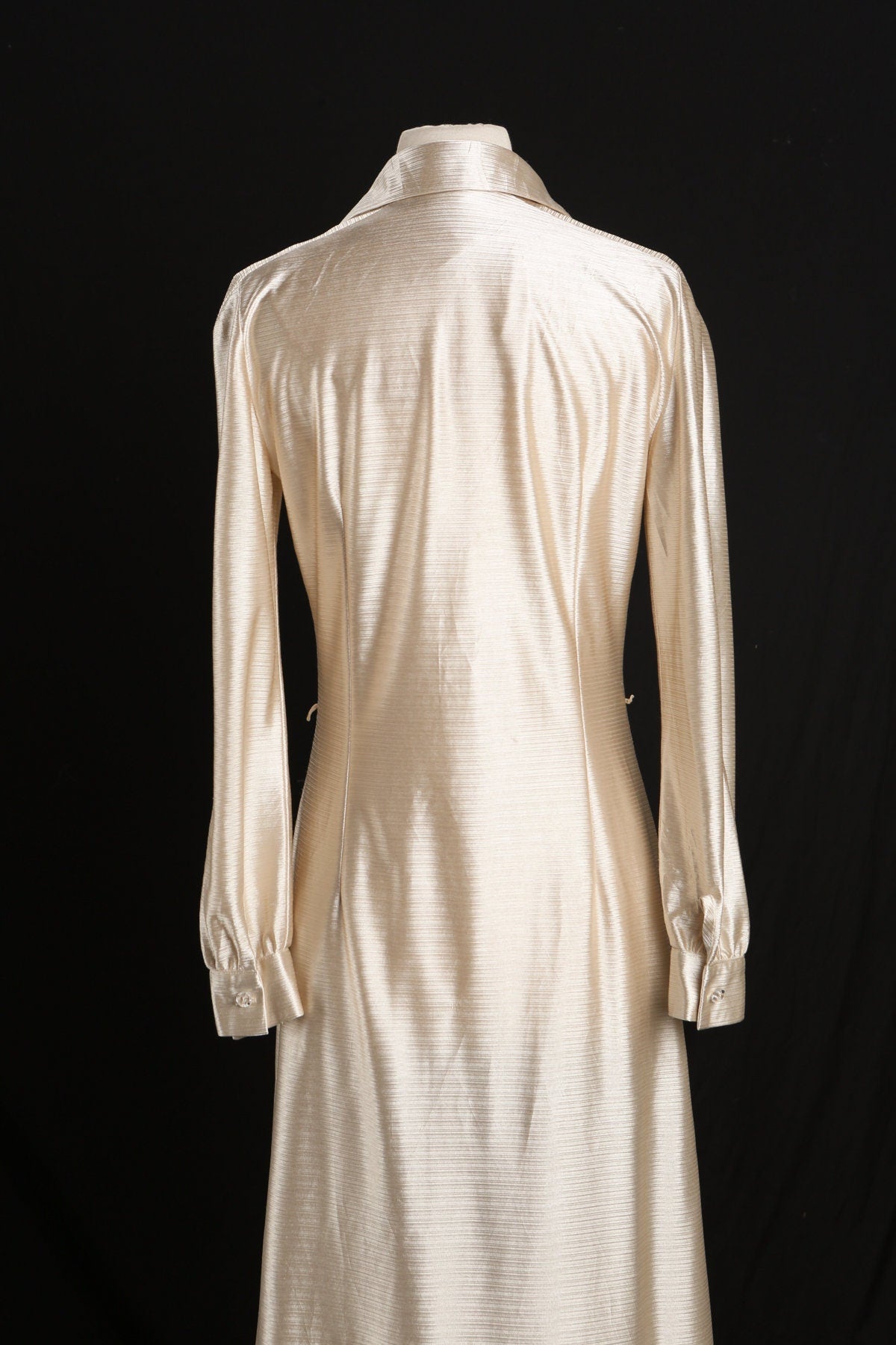 1970s Dress / Gold Metallic Fabric / Disco / Studio 54 / Long Sleevee
