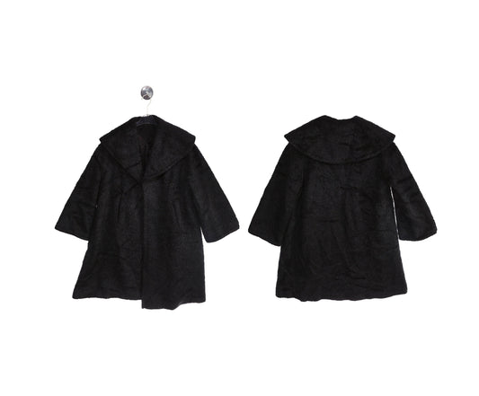 Vintage Women's Black Faux Fur Winter Coat by Spandon of Holland - Estimated Era 1950's - 1960's