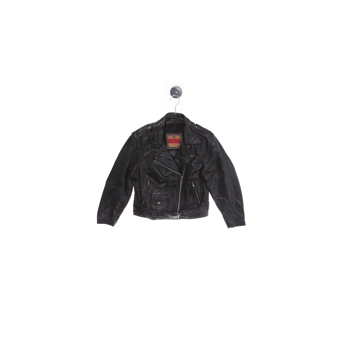 Vintage Black Biker Leather Jacket by Cooper - Estimated Era 1980's - 1990's