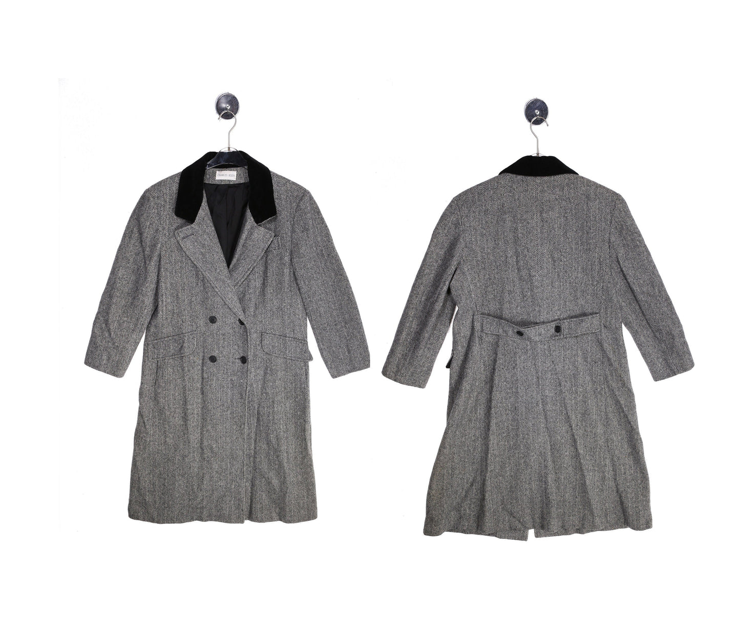 Vintage Women's Gray Winter Trench Coat by Charles Klein - Estimated Era 1990's - 2000's