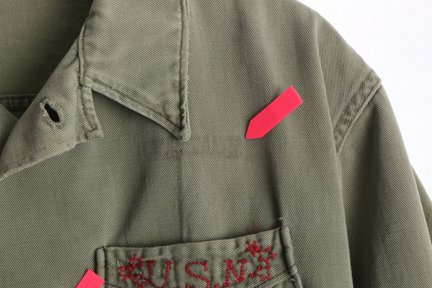 Vintage Men Green Military Jacket - High Waist - Era 1940s - 1950s