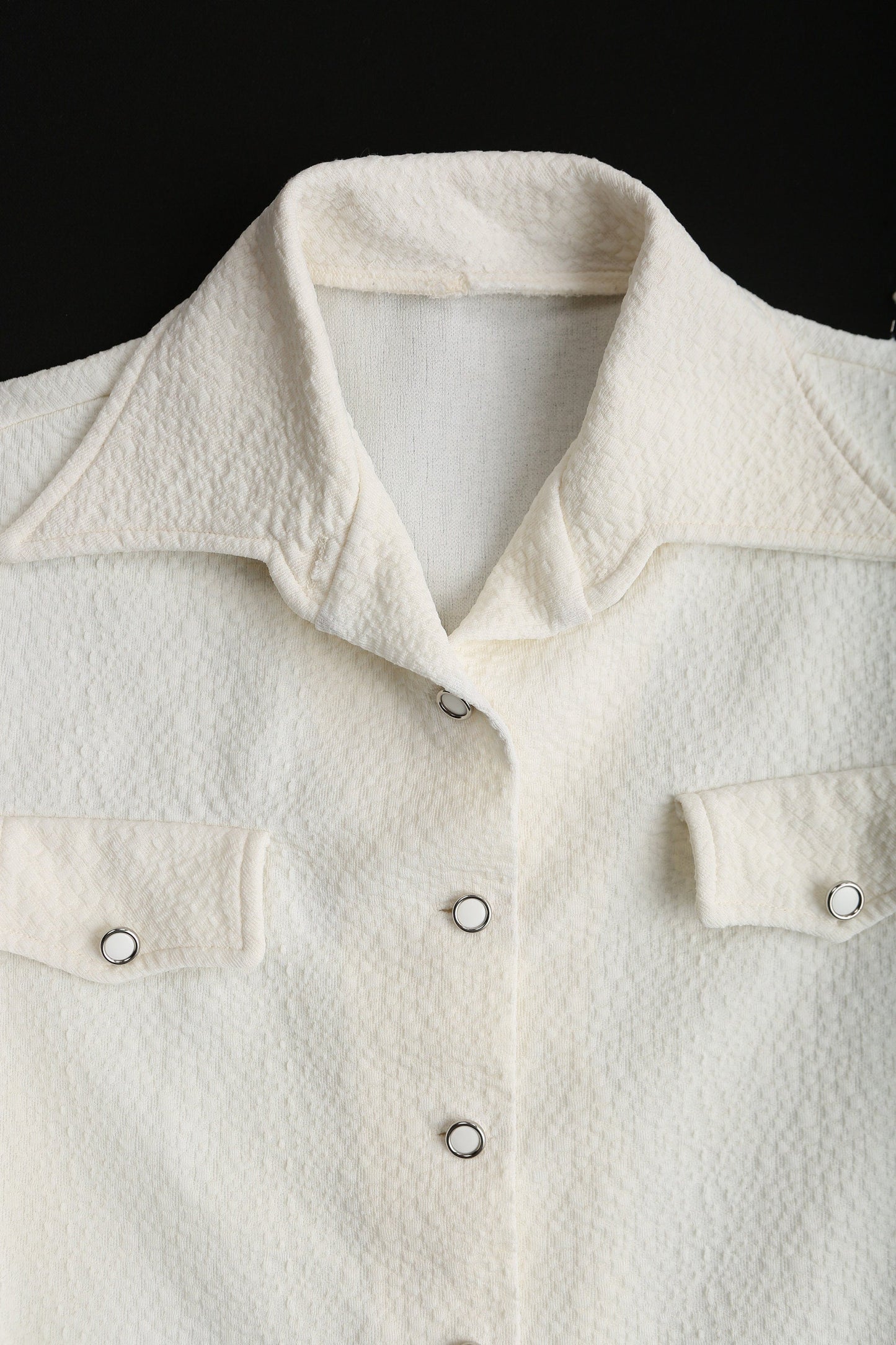 1970's White Women's Poly Suit - Top and Pants set