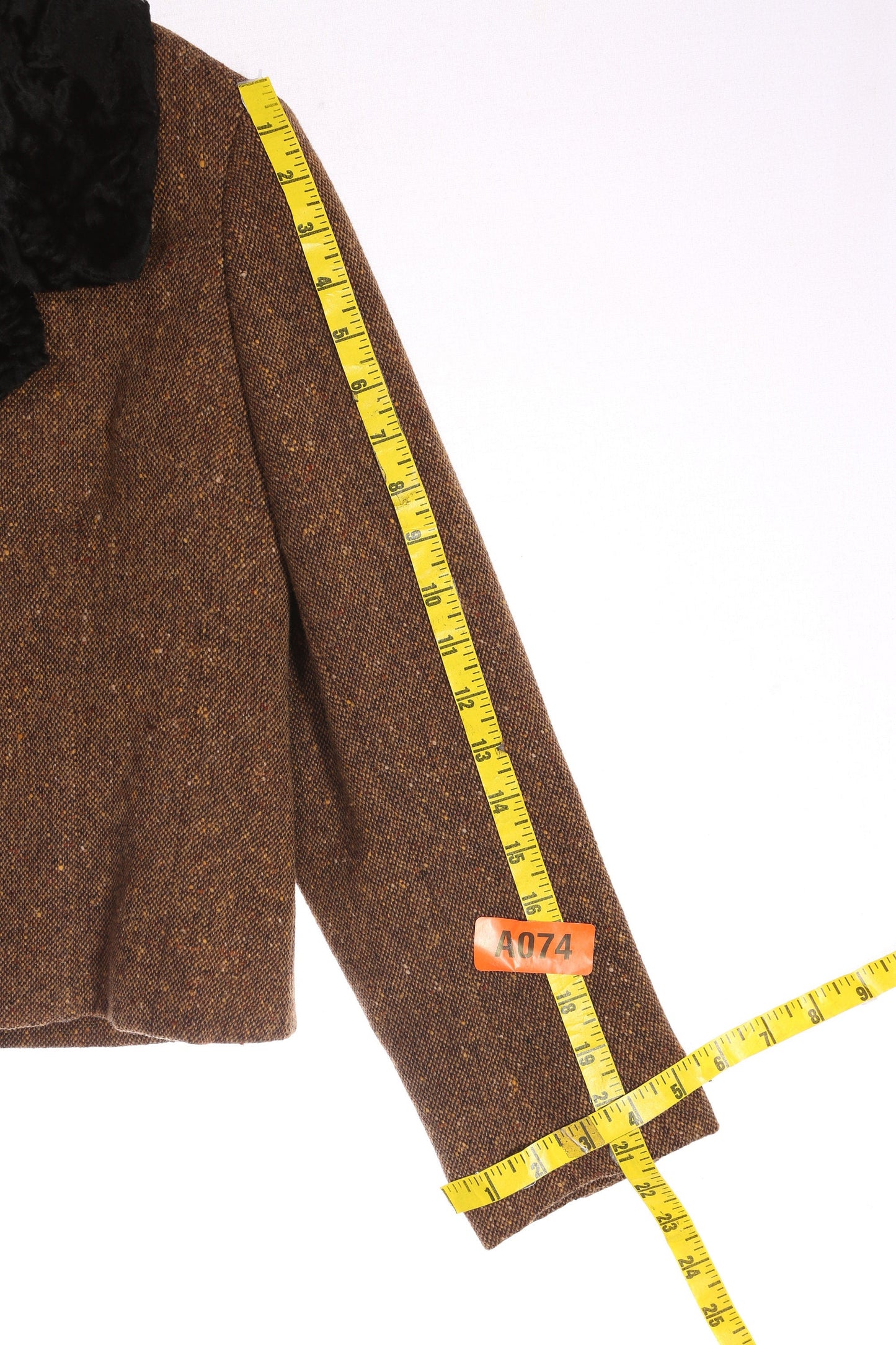 Vintage Women's Brown Casual Suit with Black Fur Lining - Estimated Era 1950's - 1960's