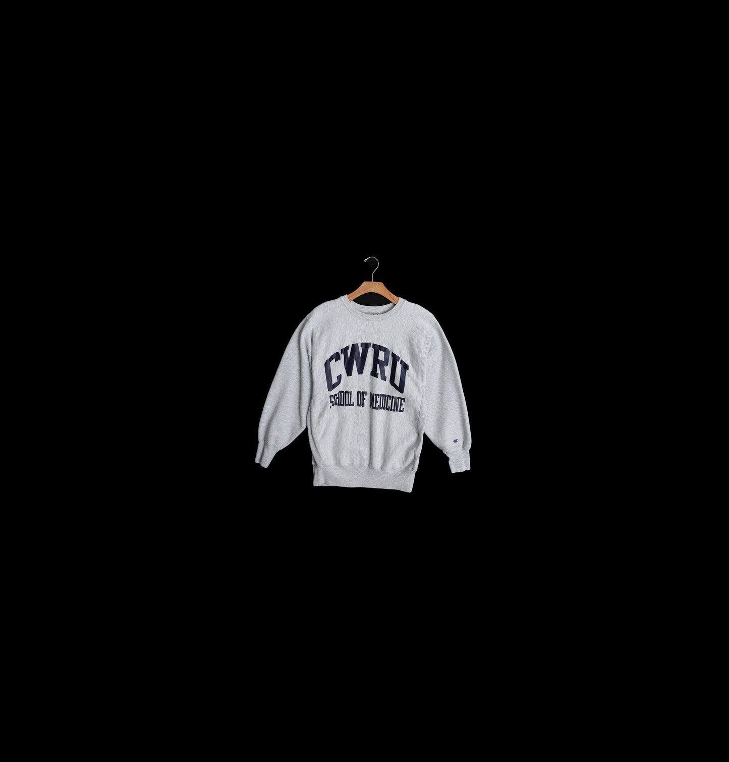 Vintage Champion Gray Crew Neck Sweatshirt with CWRU School of Medicine Blue Print