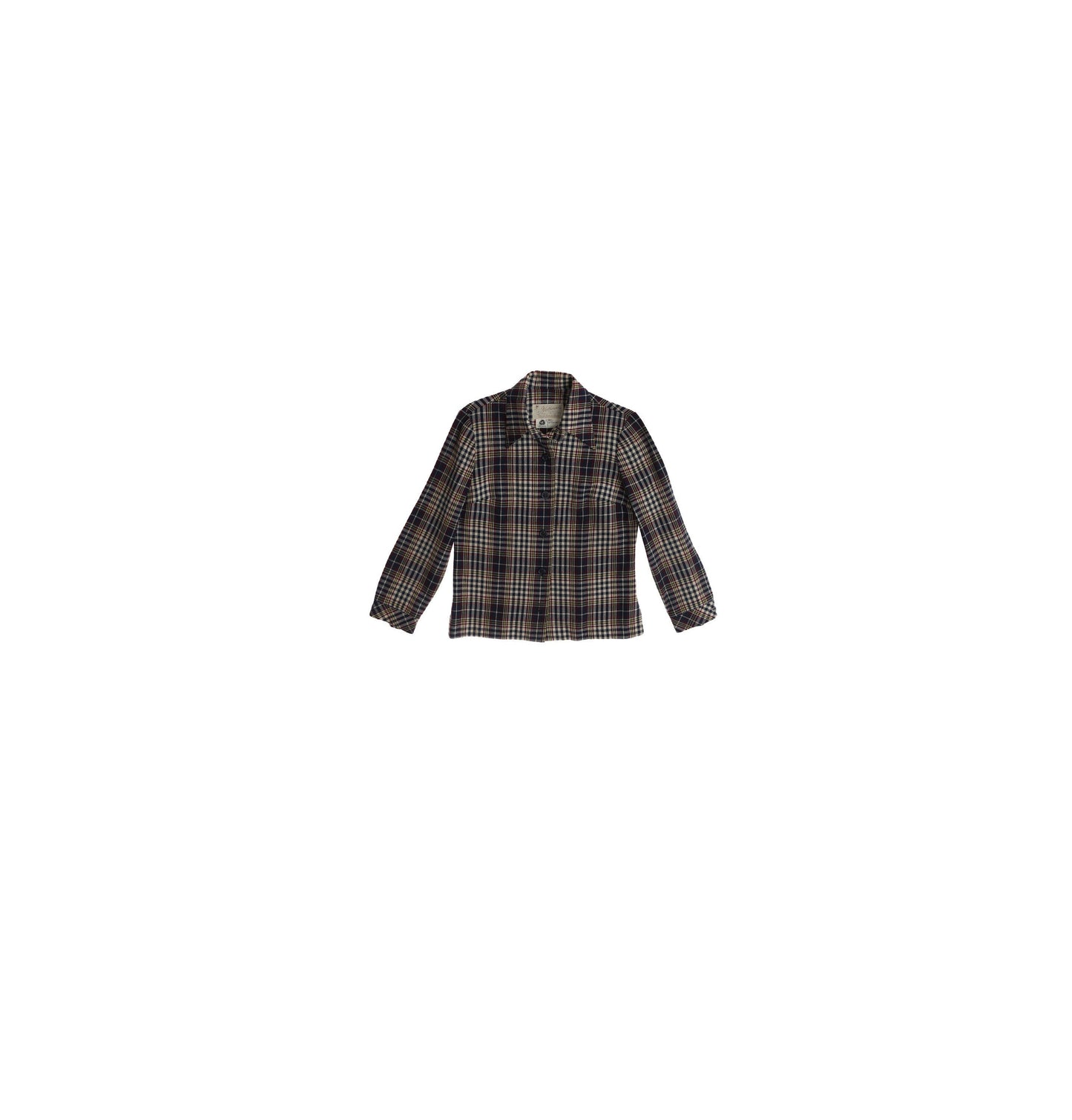 Vintage Women Flannel Top - Brown Plaid Pattern - by Handmacher Weatherware