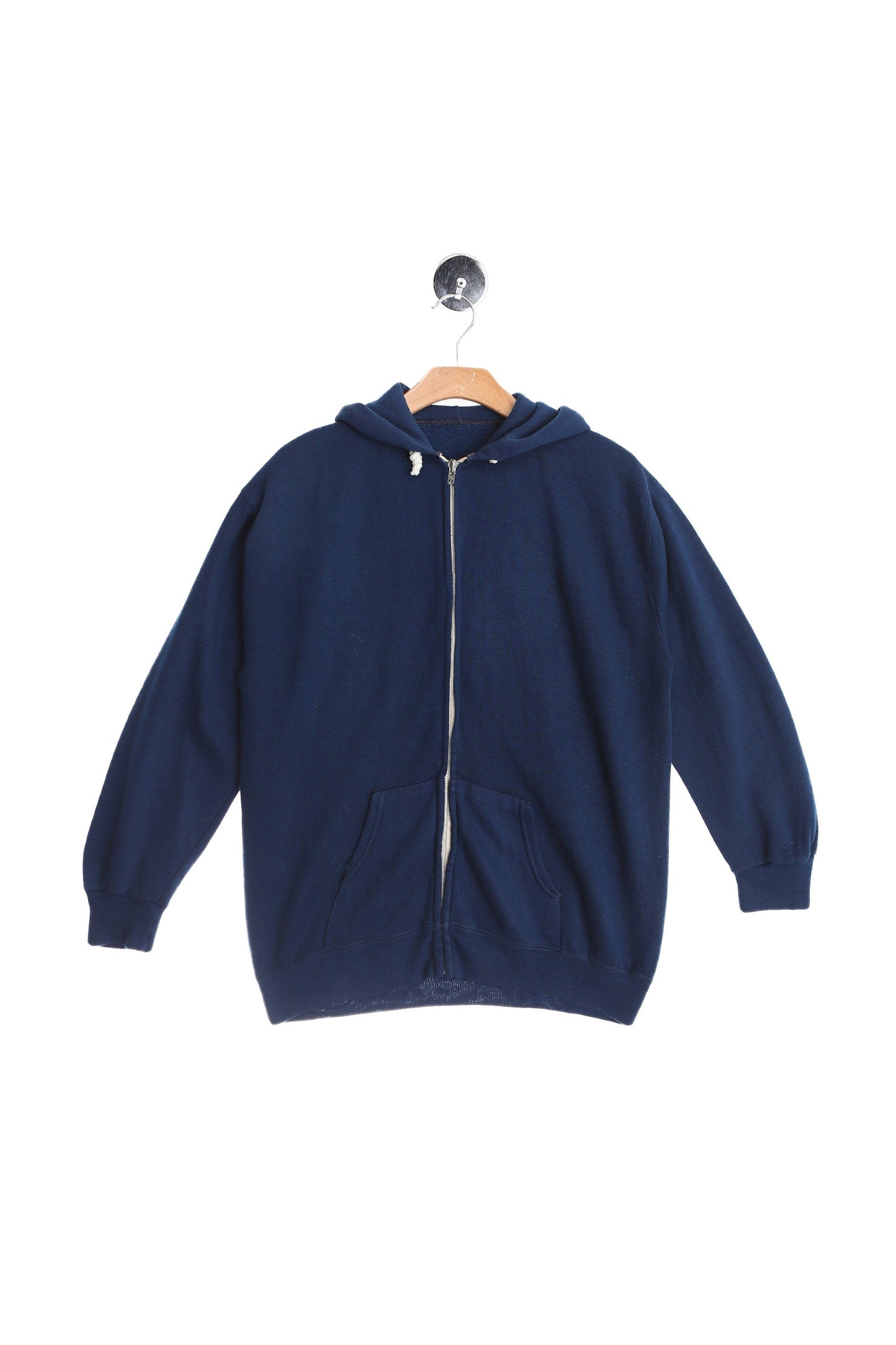 Vintage Blue Zip Up Hoodie - Metal Zipper - Era 1970's - 1980's