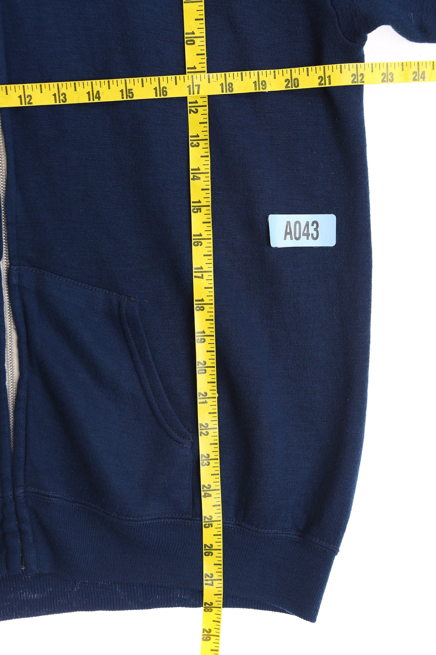 Vintage Blue Zip Up Hoodie - Metal Zipper - Era 1970's - 1980's