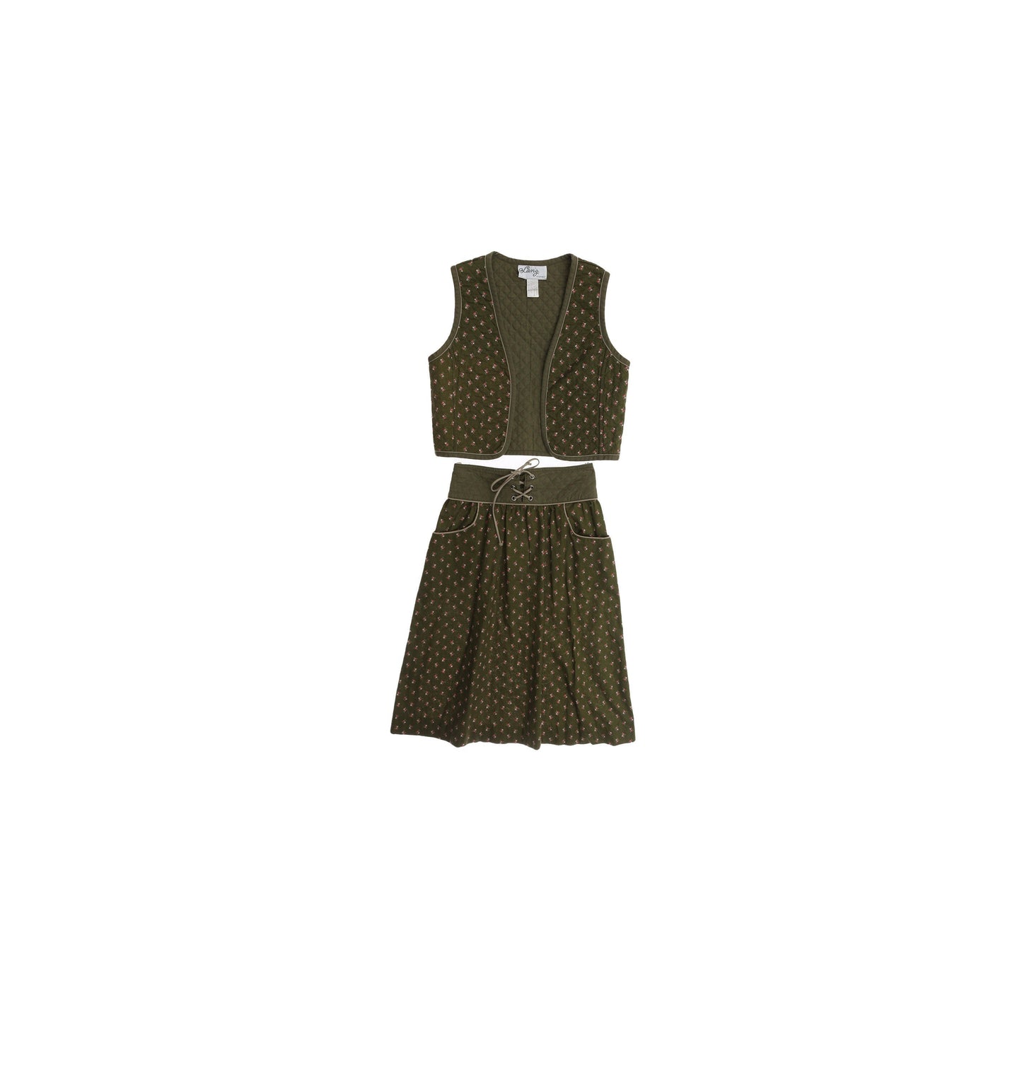 Vintage Women Flora Print Prairie Suit
