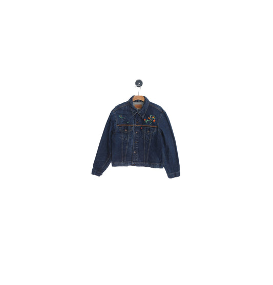 Vintage Levi's Jacket / Denim / Blue / 1970s / Embroidered / Dark Wash