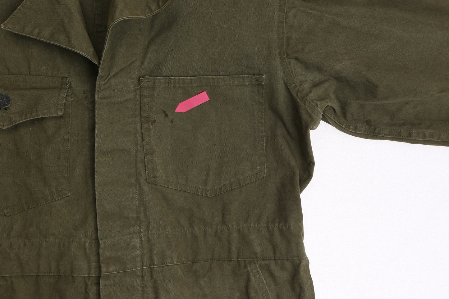 Vintage Military Green Canvas Coverall with Black Star Steel Buttons - Era 1940's - 1950' s