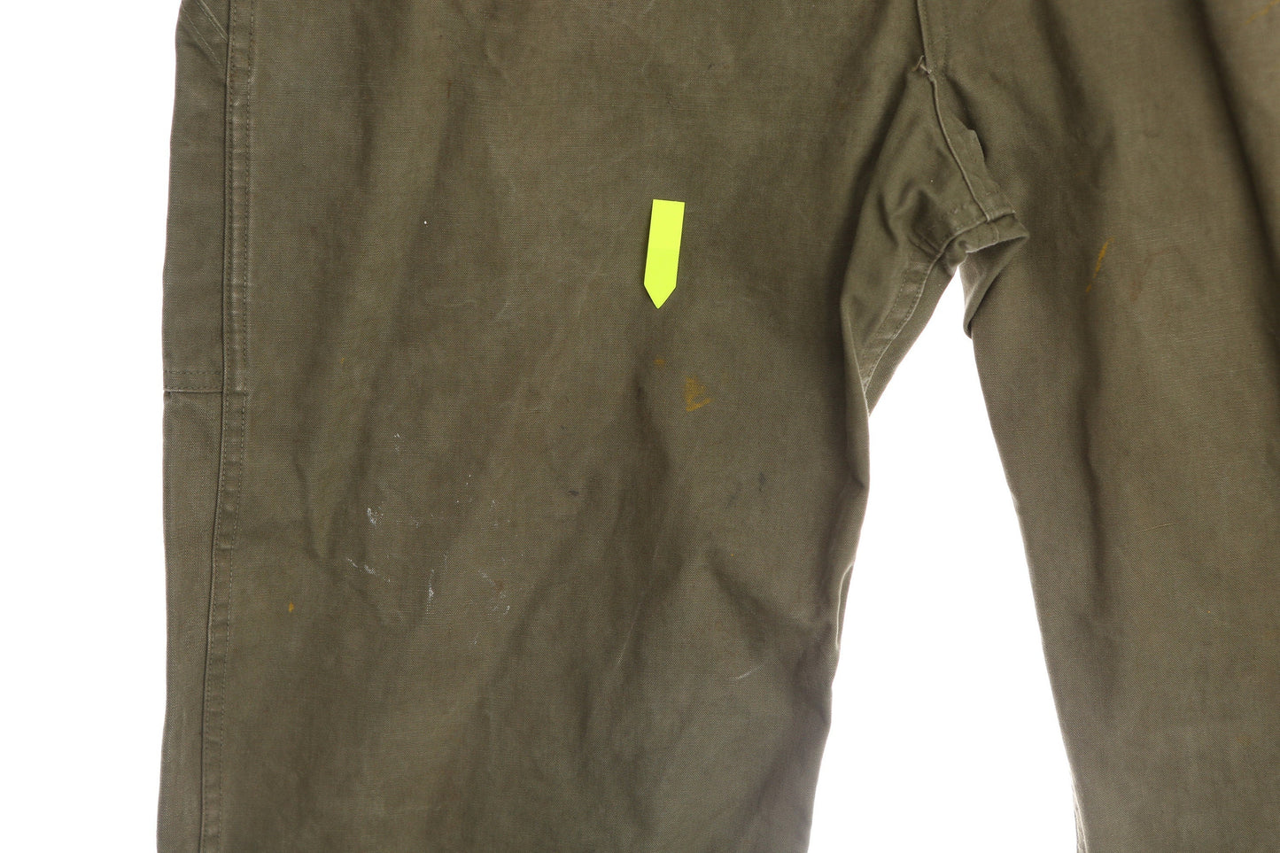Vintage Military Green Canvas Coverall with Black Star Steel Buttons - Era 1940's - 1950' s