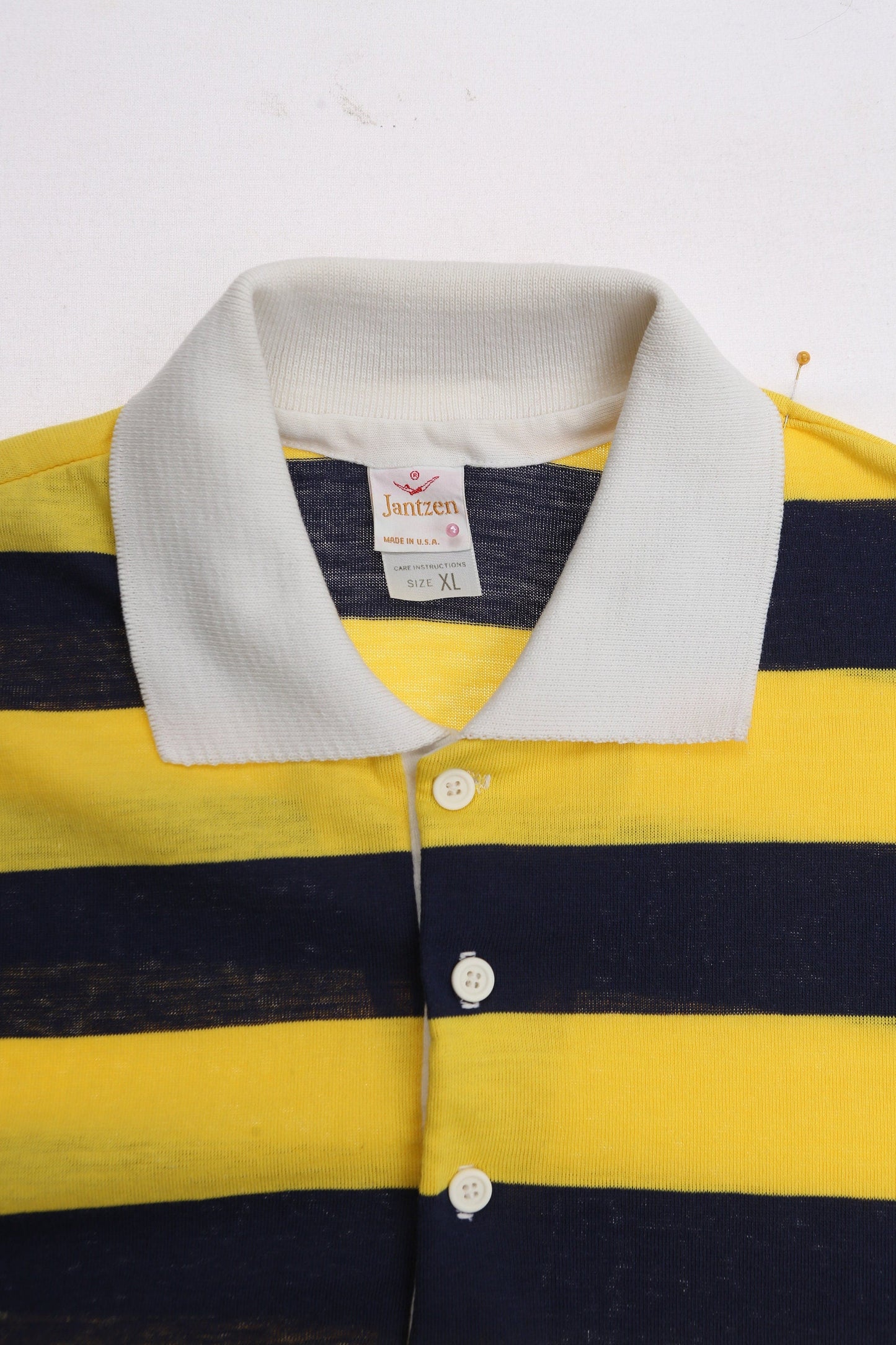 Vintage Jantzen Striped Polo Shirt - Made in USA