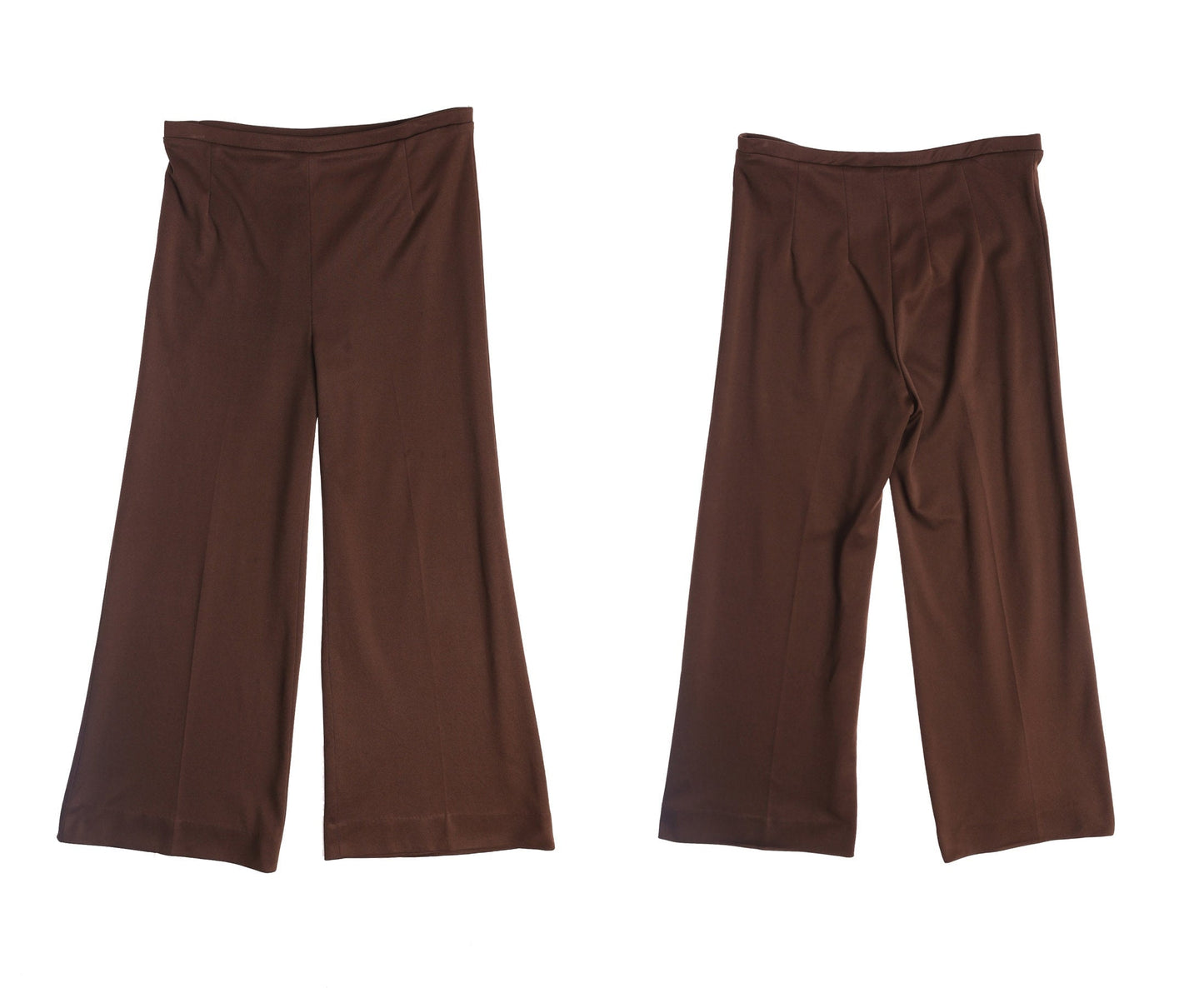 70s Bell Bottom Pants / Polyester / Spring Waist