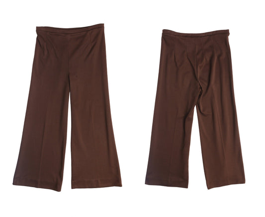 70s Bell Bottom Pants / Polyester / Spring Waist