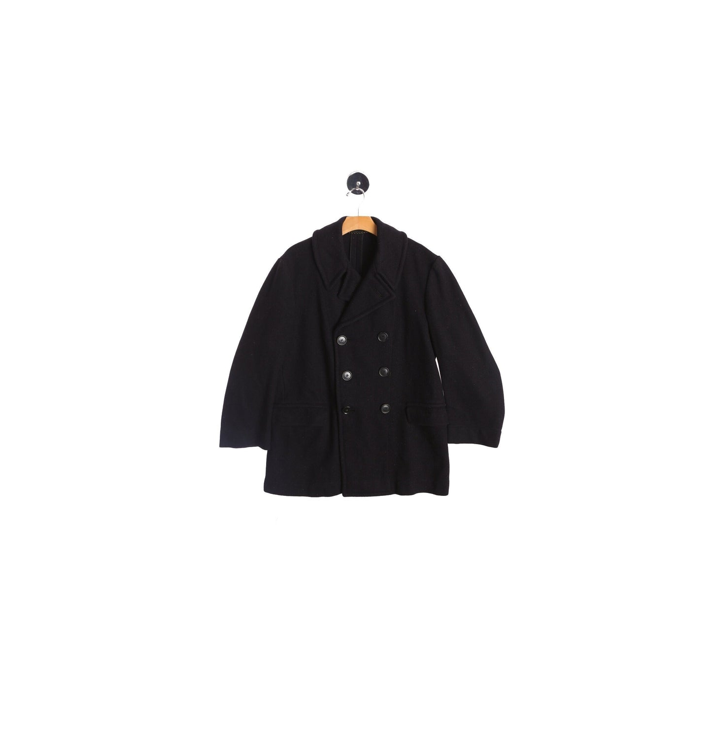 Vintage Men Black Peacoat - By Precision Uniforms - Era 40's - 50's