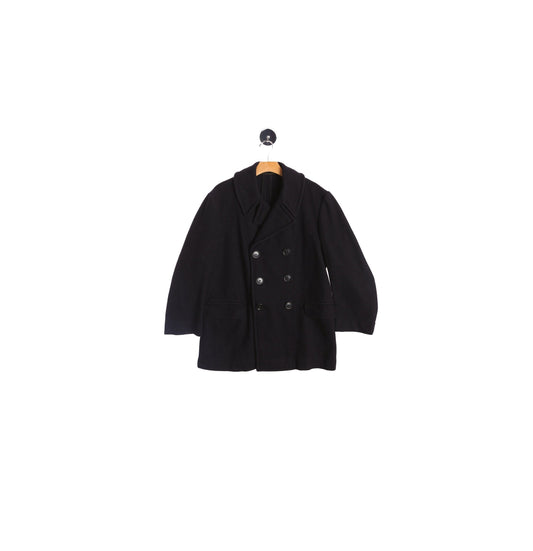Vintage Men Black Peacoat - By Precision Uniforms - Era 40's - 50's