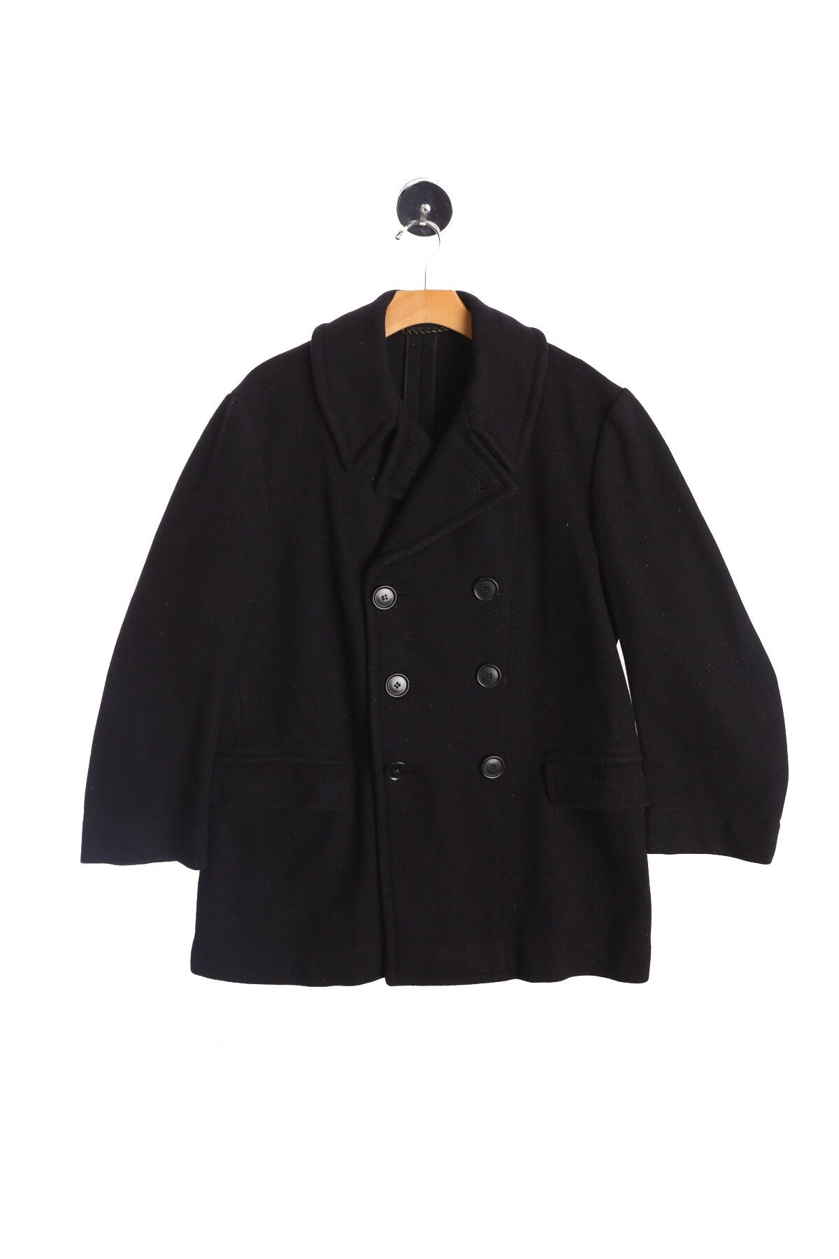 Vintage Men Black Peacoat - By Precision Uniforms - Era 40's - 50's