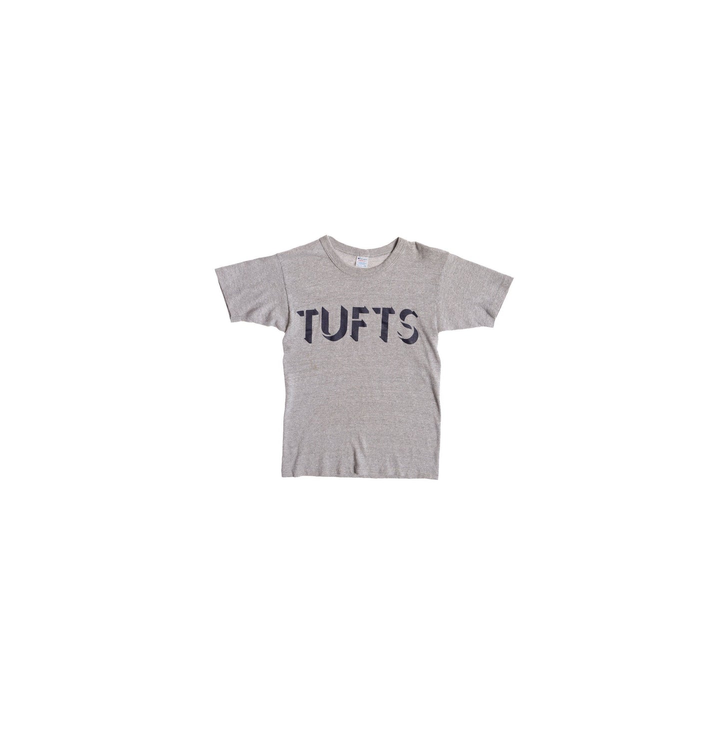 Vintage Gray Champion T-shirt with TUFTS blue Print