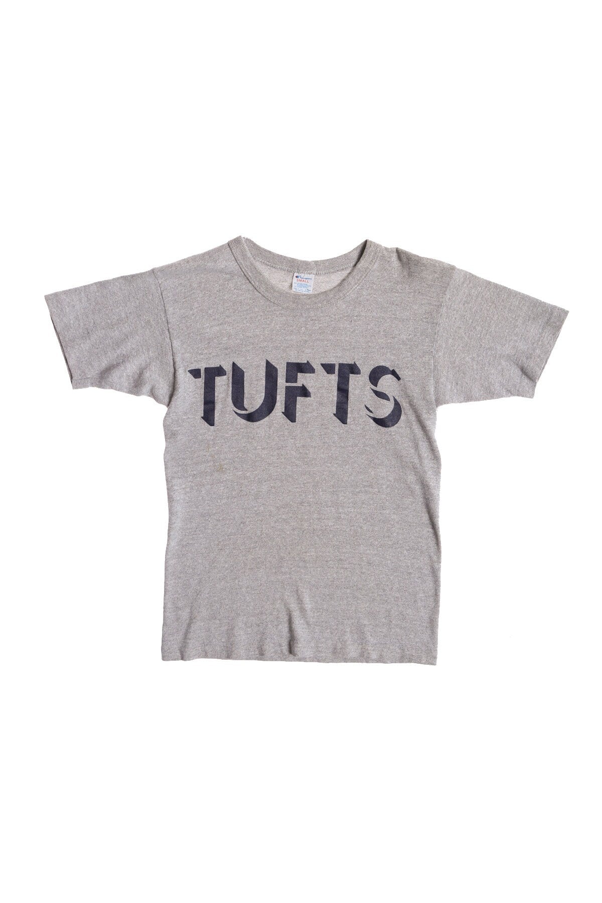 Vintage Gray Champion T-shirt with TUFTS blue Print