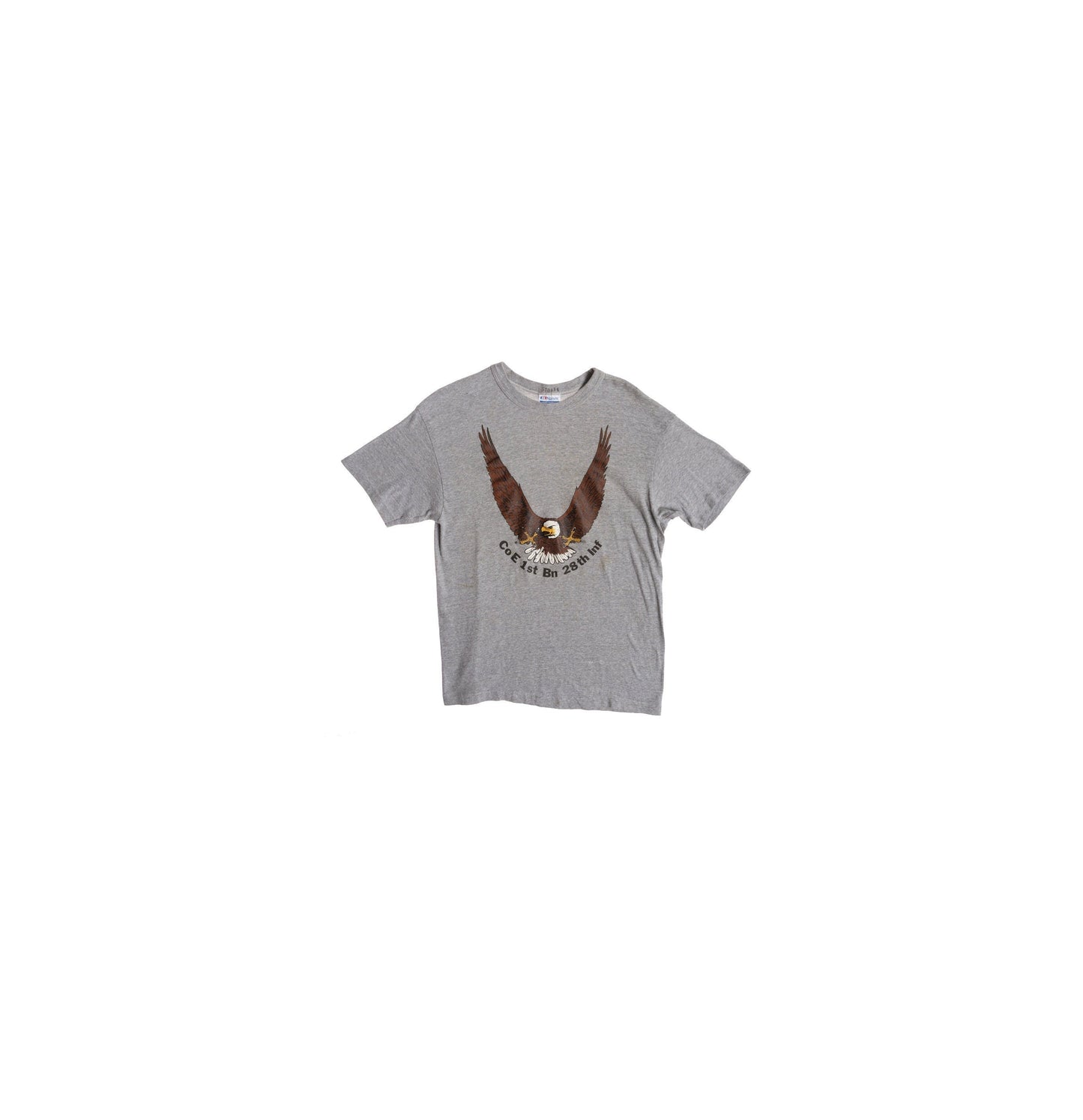 Vintage Military Gray T-shirt with Eagle Co E 1st Bn 28th Inf Print
