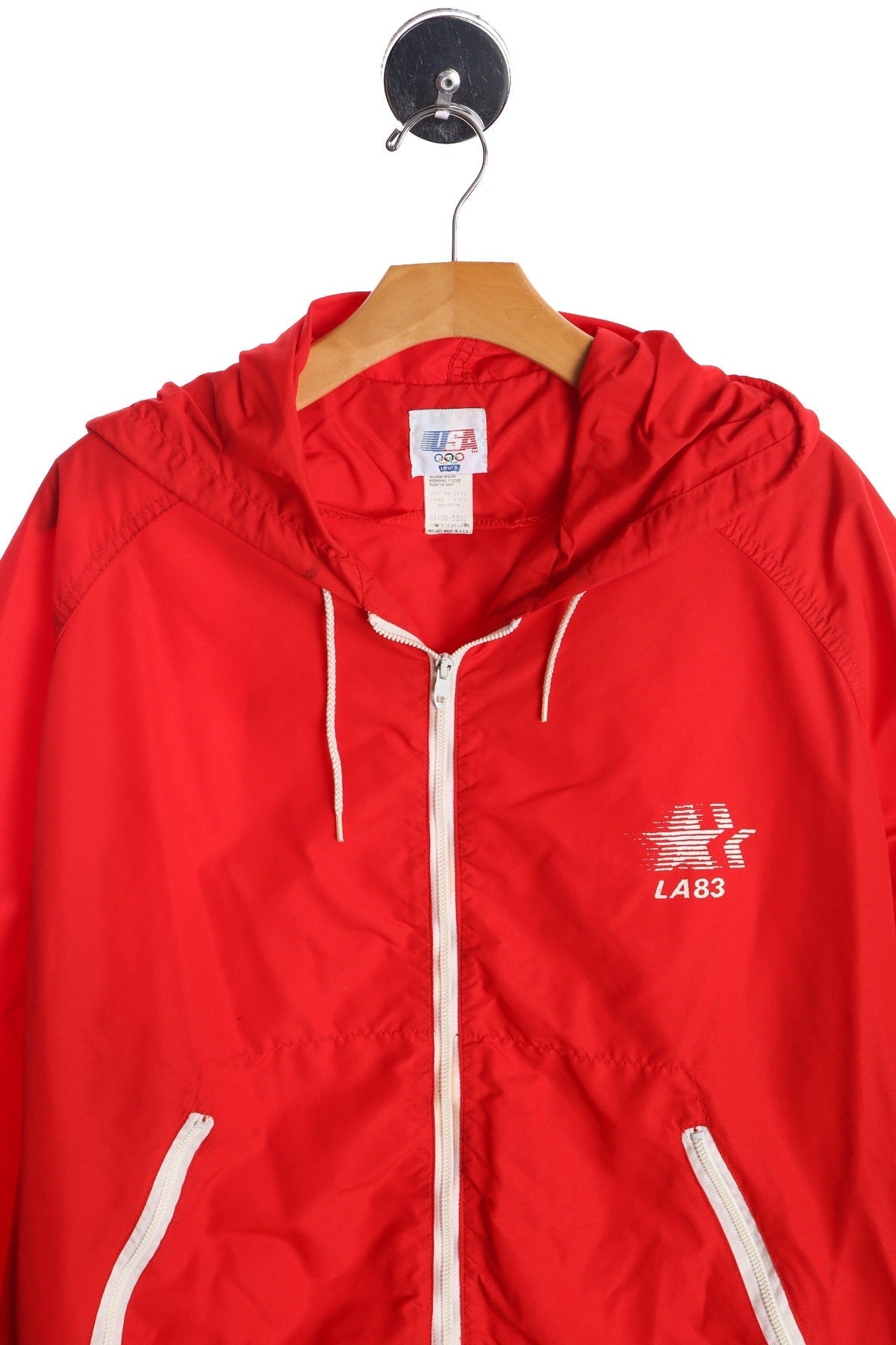 Vintage Levi's Jacket / Windbreaker / Red / Olympic Games / 1980s